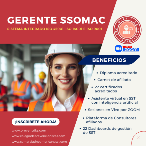 Gerente SSOMAC ISO 45001, ISO 14001 e ISO 9001